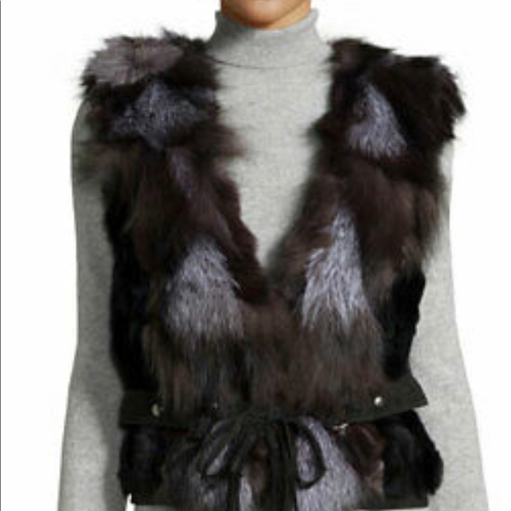 Love token rabbit and fox fur vest XS
